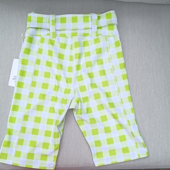 Year of Ours Lime Gingham Belted Biker Short NEW- Sz. Sm - Picture 7 of 10